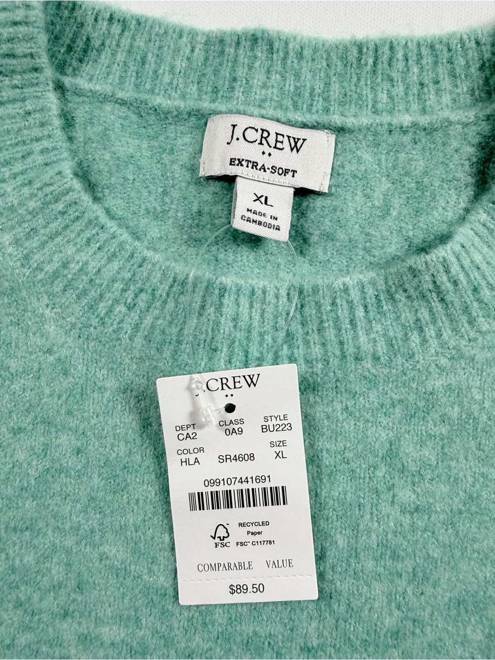 J.Crew Extra Soft Crewneck Sweater Mint Green XL NWT Preppy Coastal Grandma - Picture 2 of 8